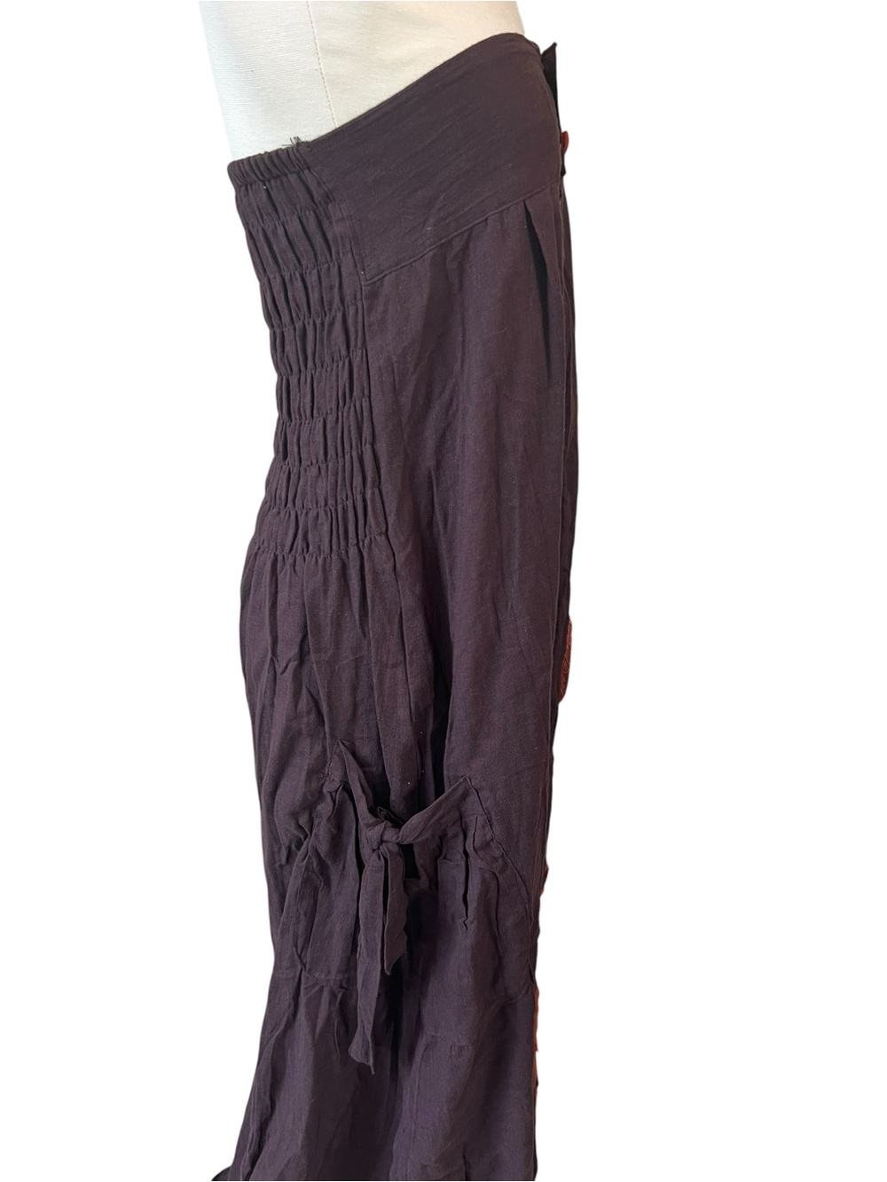 Strapless Chocolate Brown Maxi Dress with Rust Rose Appliqué - Picture 8 of 13